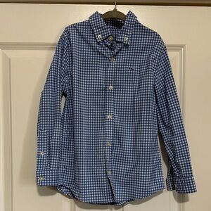 Vineyard Vine’s Boy’s Performance Blue and white gingham shirt